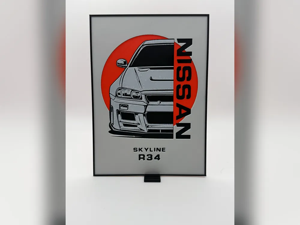 Skyline R34 Rising Sun HueForge Print by iPrintStuffau HueForge model: Skyline R34 Rising Sun HueForge Print by iPrintStuffau