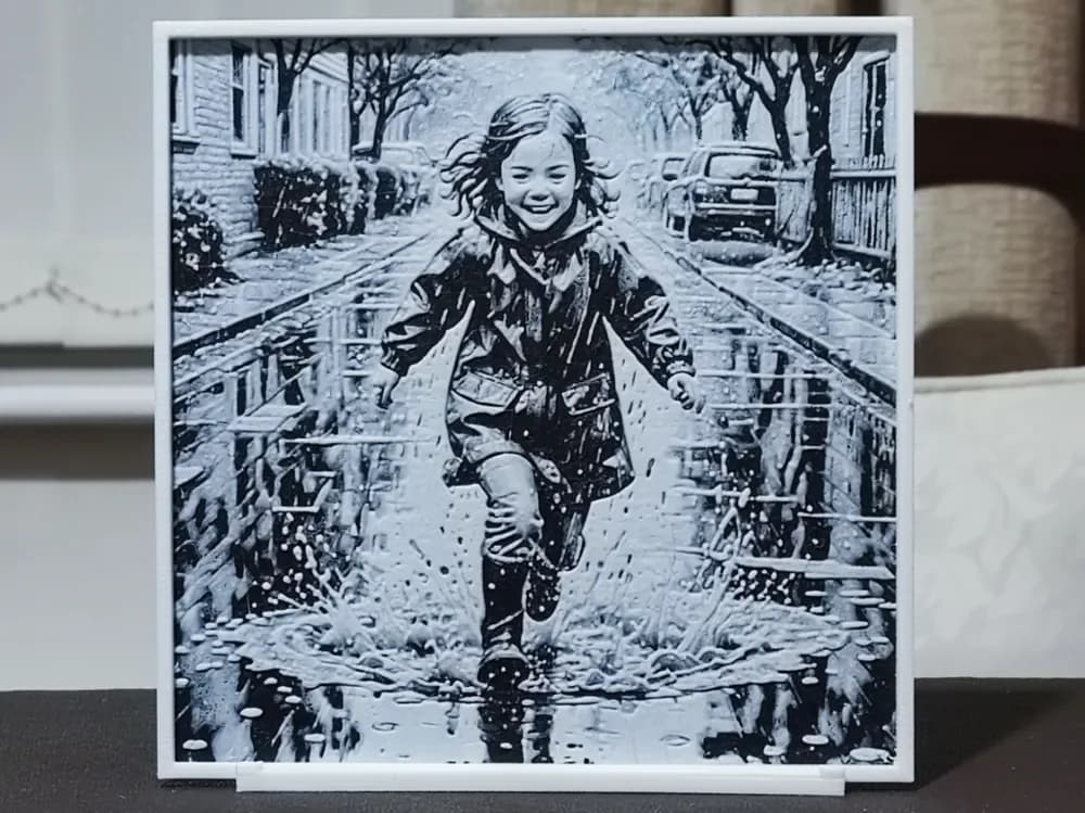 Innocent Fun In The Rain - HueForge 2 Color