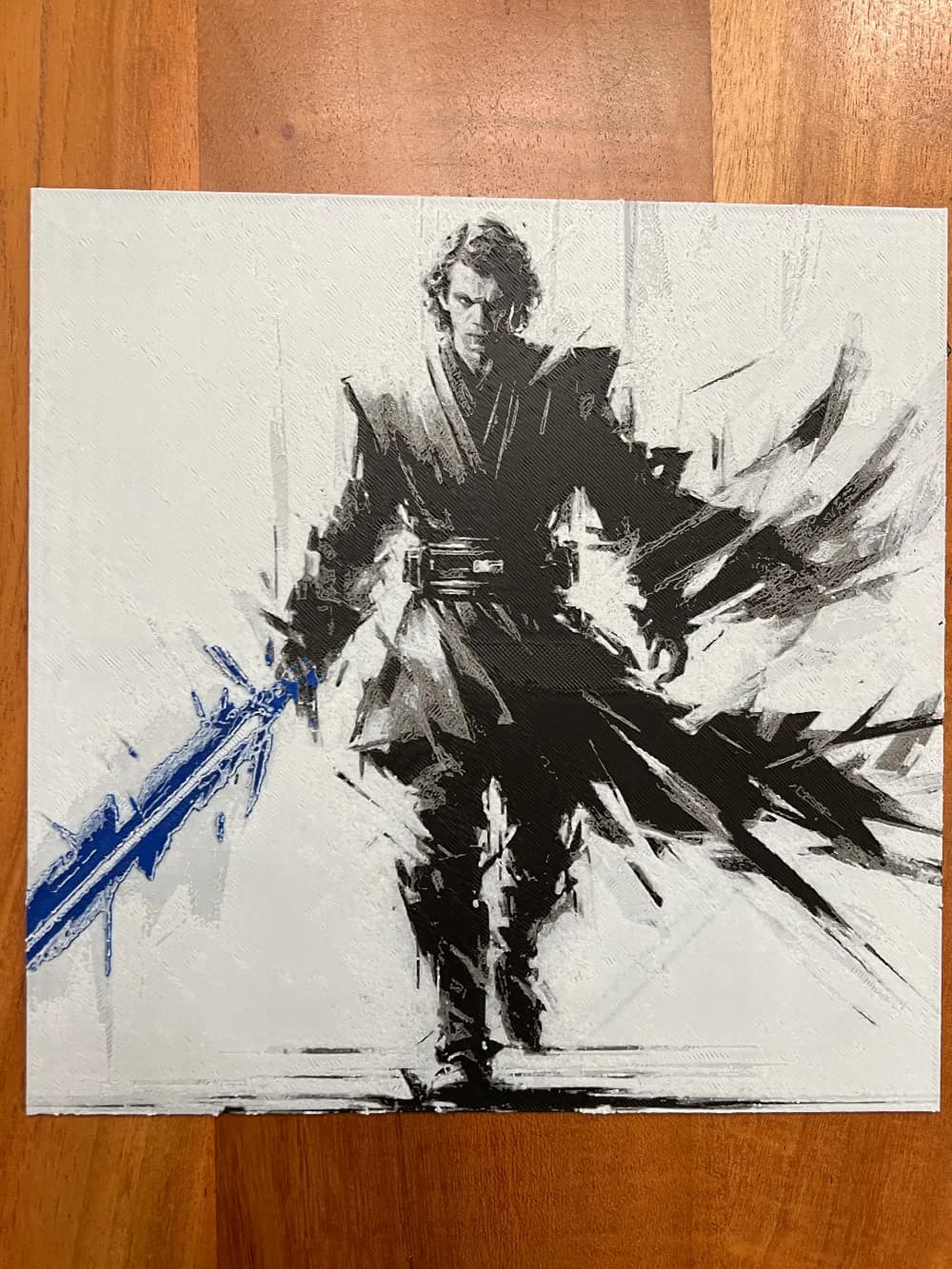 HueForge model: Anakin Skywalker with Blue Lightsaber by JustBe 3D Printing