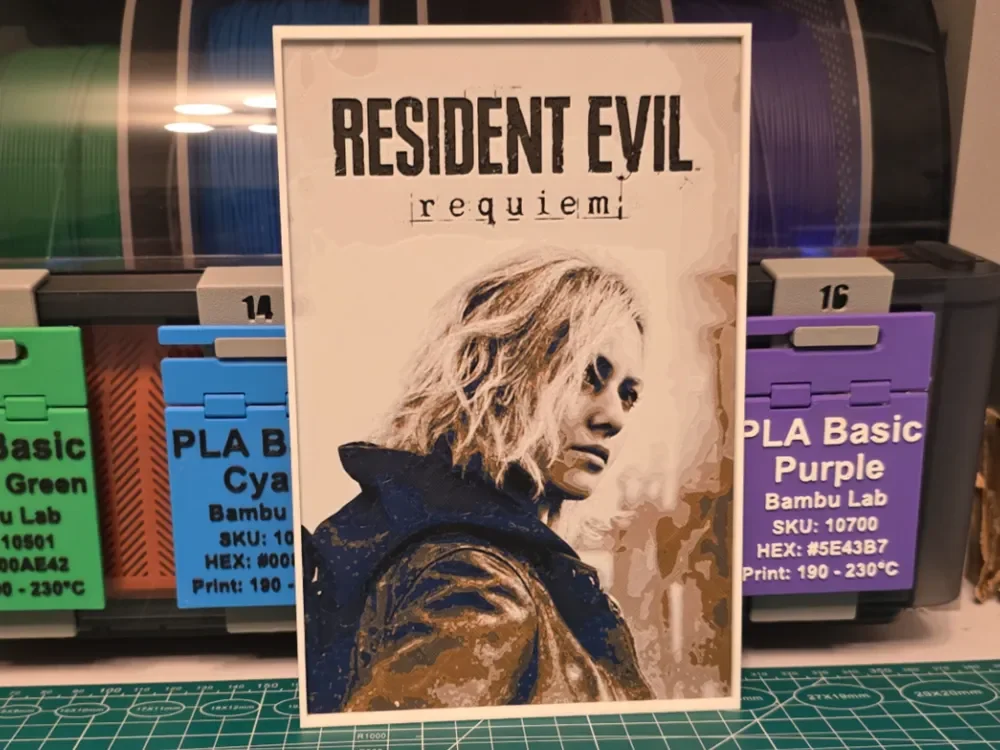 Resident Evil Requiem Game Poster - Hueforge Art by Lumpy3D HueForge model: Resident Evil Requiem Game Poster - Hueforge Art by Lumpy3D
