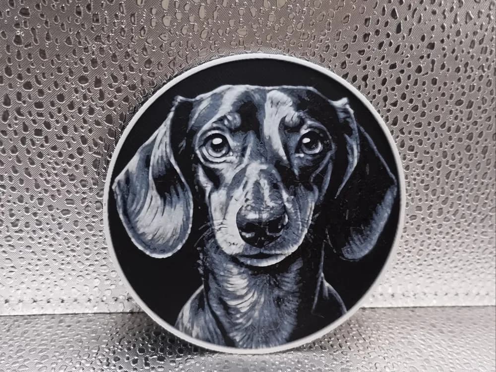 Dachshund Coaster – Hueforge by Borishotch Industries HueForge model: Dachshund Coaster – Hueforge by Borishotch Industries