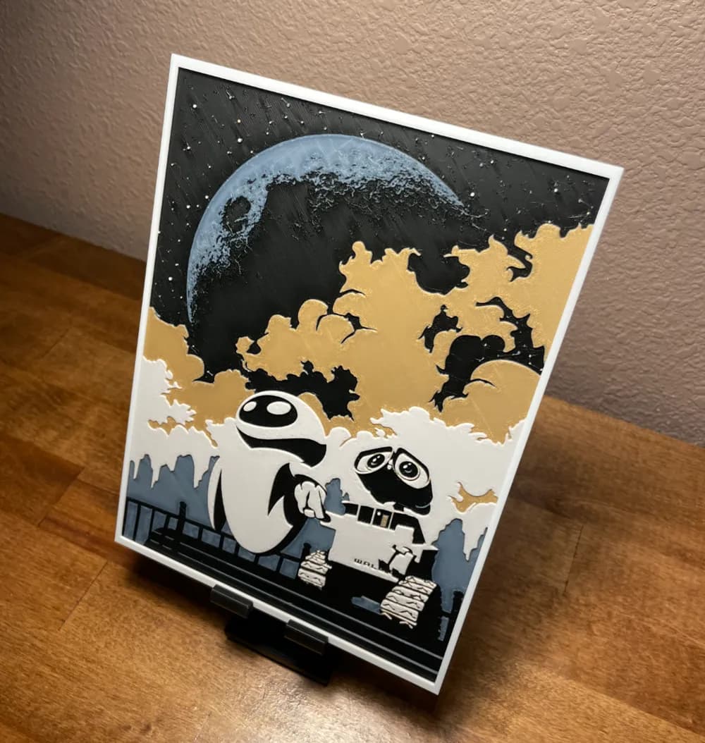 HueForge model: Hueforge - Disney - Wall-E and Eve Holding Hands by Cloudy Nostalgia