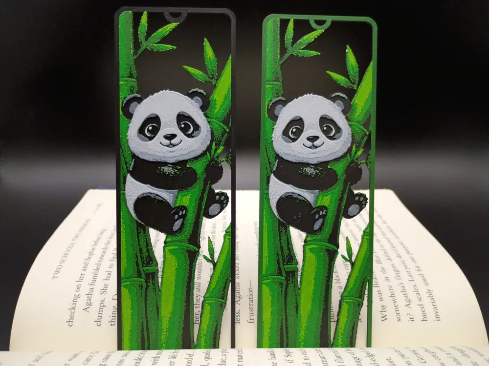 HueForge model: Panda V2, Framed Cutout Bookmark by 3djd