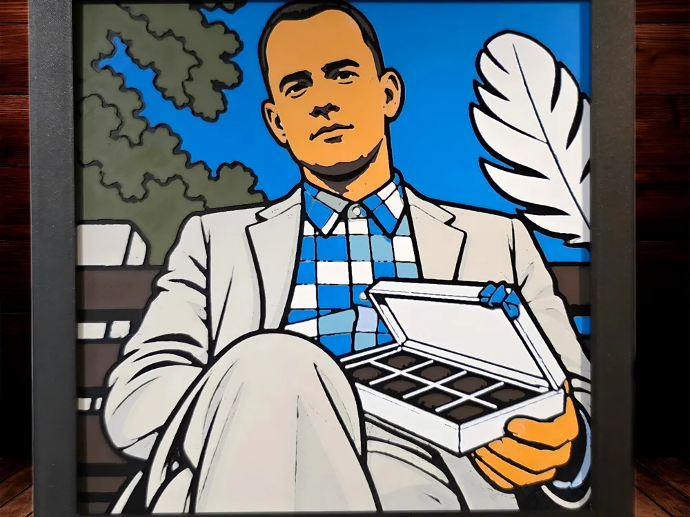 My name's Forrest, Forrest Gump. Want a chocolate? My name's Forrest, Forrest Gump. Want a chocolate?