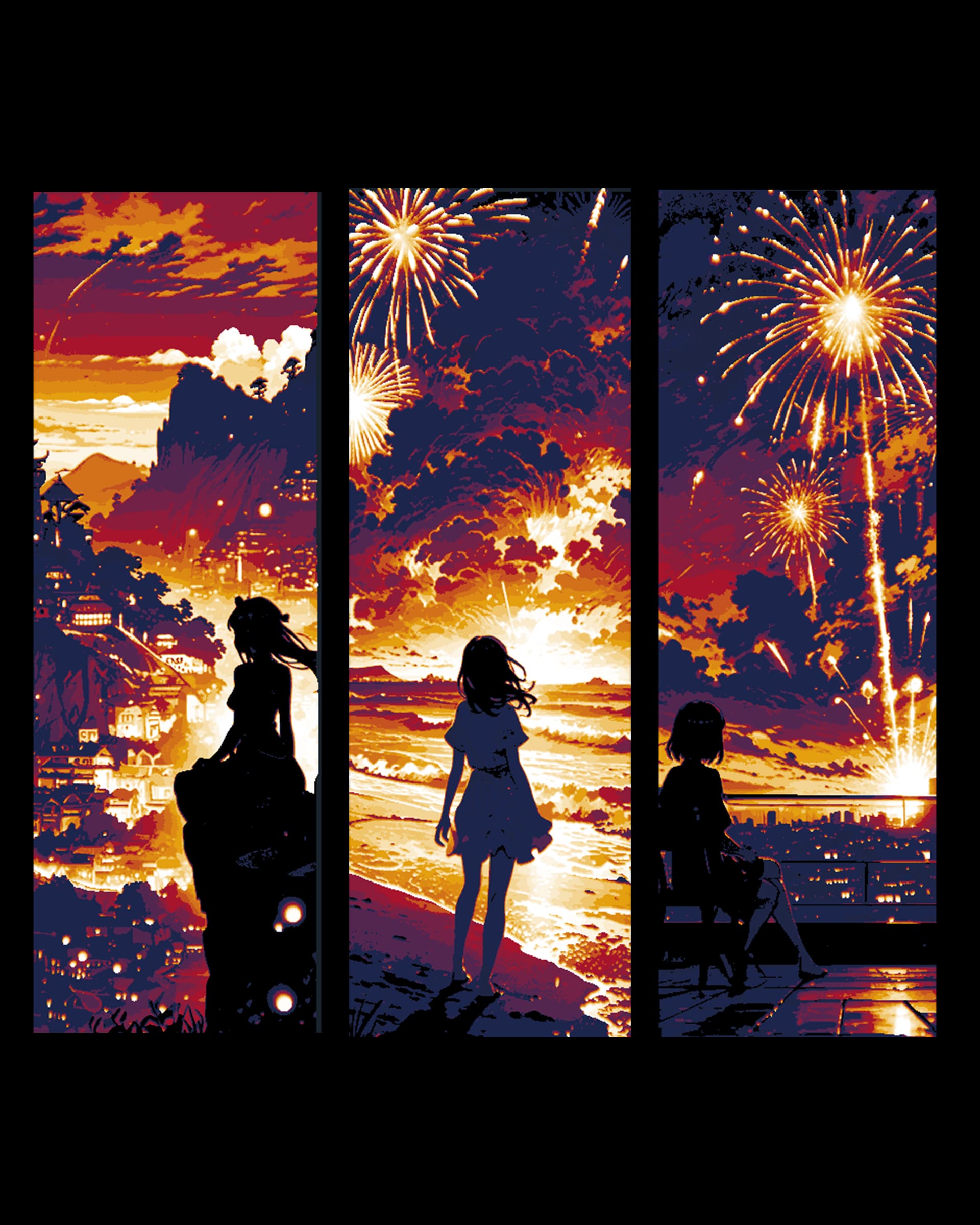 Anime Scene of Celebration and Sunsets - Set of Bookmarks Anime Scene of Celebration and Sunsets - Set of Bookmarks