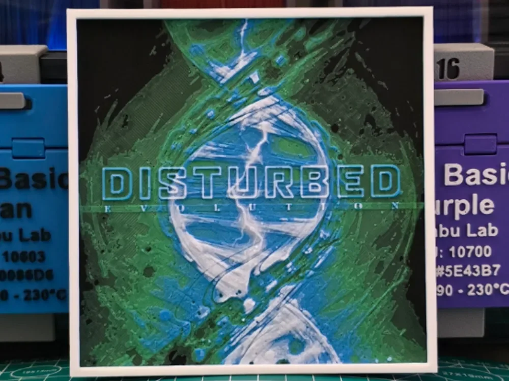 Disturbed "Evolution" Album - Hueforge Art by Lumpy3D HueForge model: Disturbed "Evolution" Album - Hueforge Art by Lumpy3D