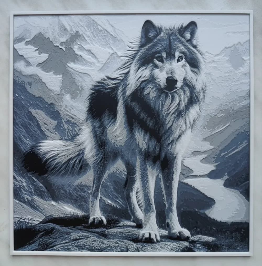 Wolf on mountain - Hueforge by BeaN HueForge model: Wolf on mountain - Hueforge by BeaN