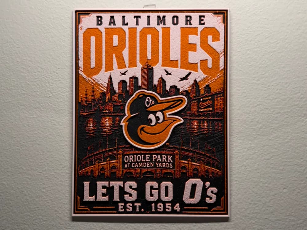 Baltimore Orioles Poster Style HueForge by liv_3d HueForge model: Baltimore Orioles Poster Style HueForge by liv_3d