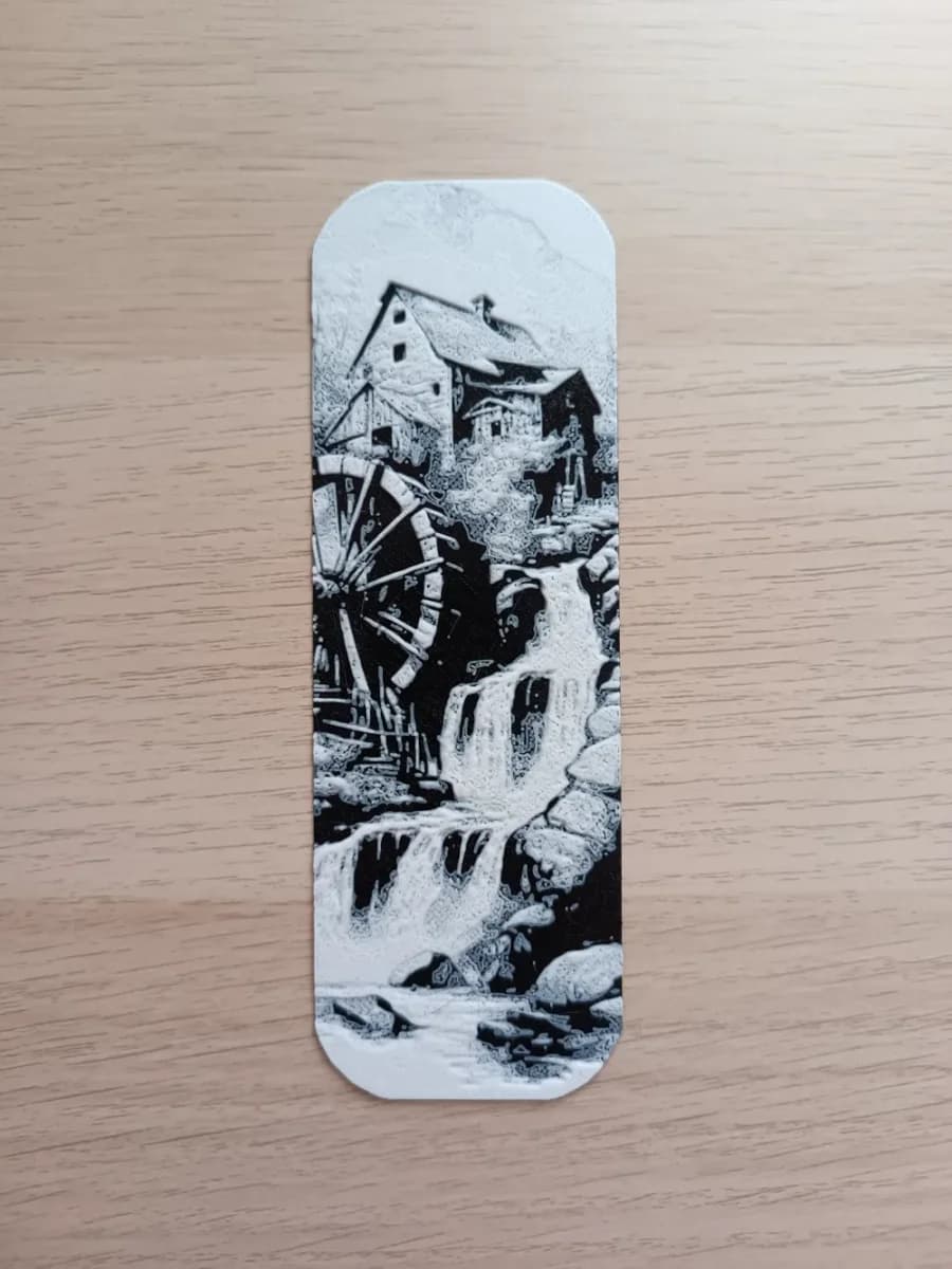Water Mill Bookmark by Atrus Design HueForge model: Water Mill Bookmark by Atrus Design