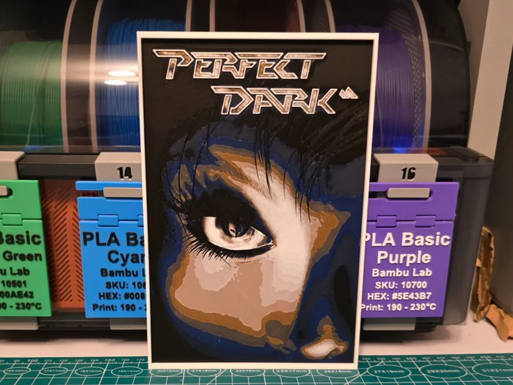 Perfect Dark Game Poster - Hueforge Art by Lumpy3D HueForge model: Perfect Dark Game Poster - Hueforge Art by Lumpy3D