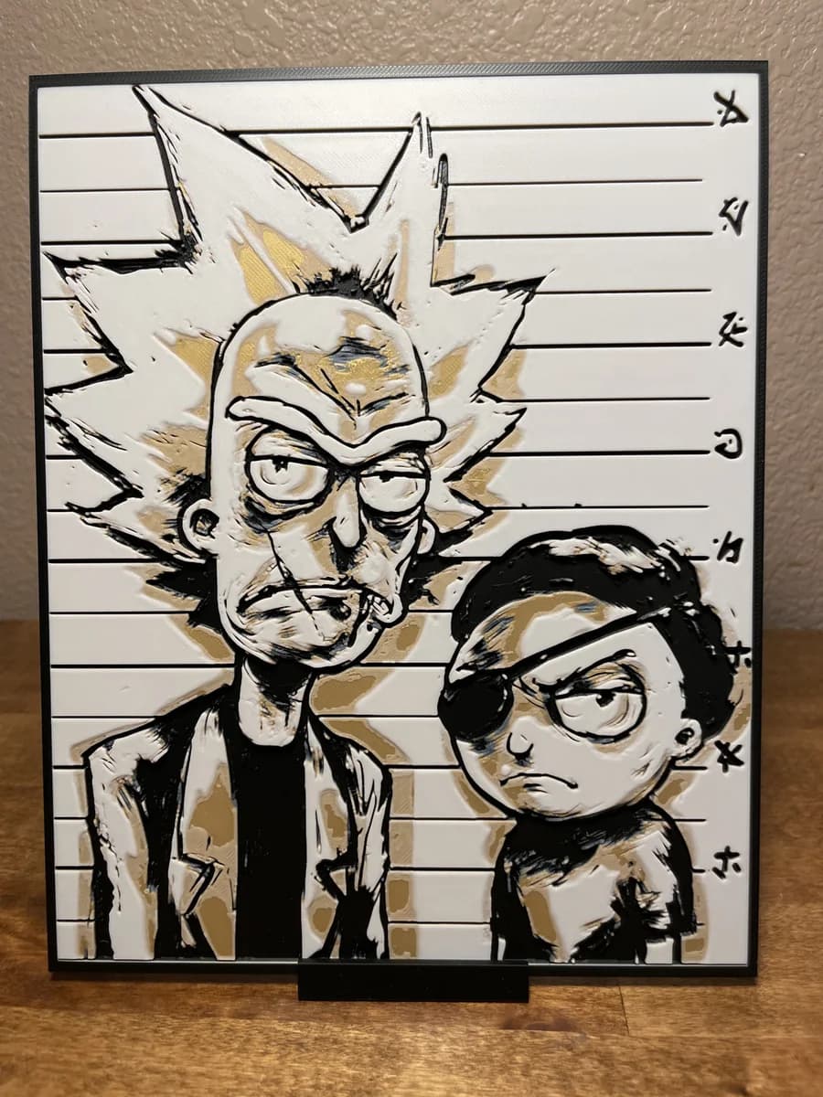 Evil Rick and Morty by Cloudy Nostalgia HueForge model: Evil Rick and Morty by Cloudy Nostalgia