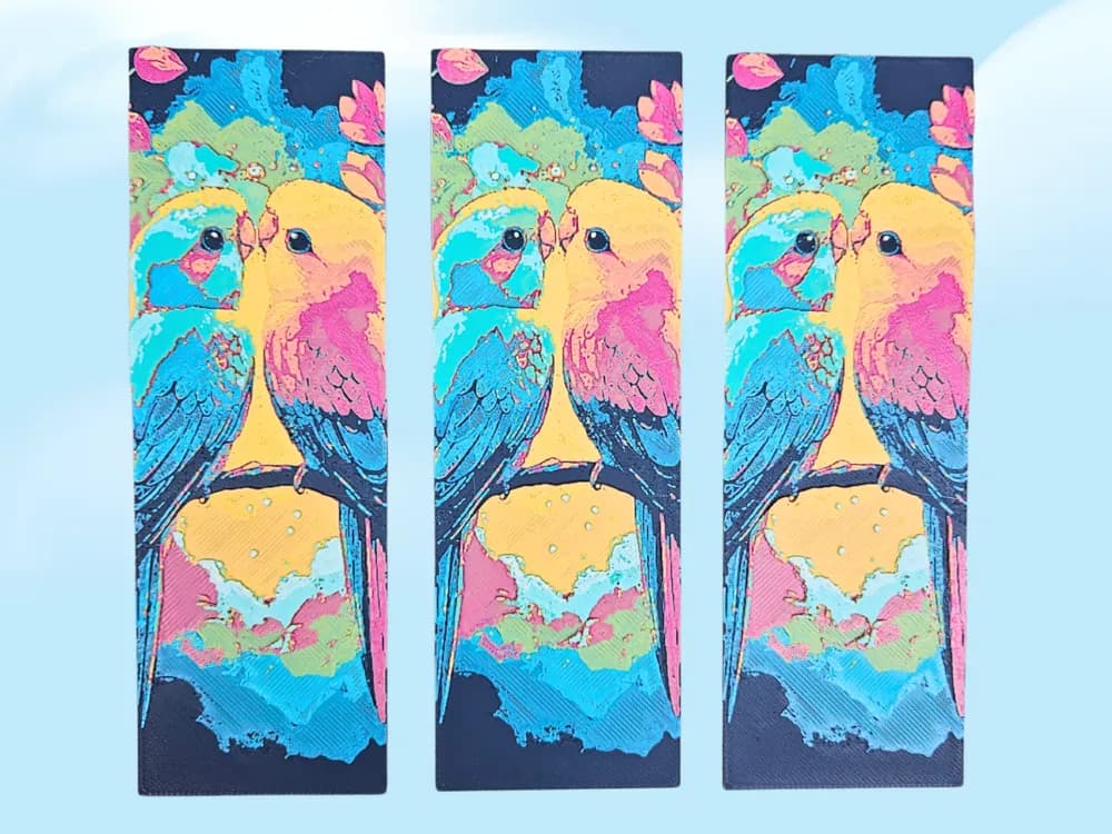 HueForge model: Lovebirds Bookmark by BusyKikiBee