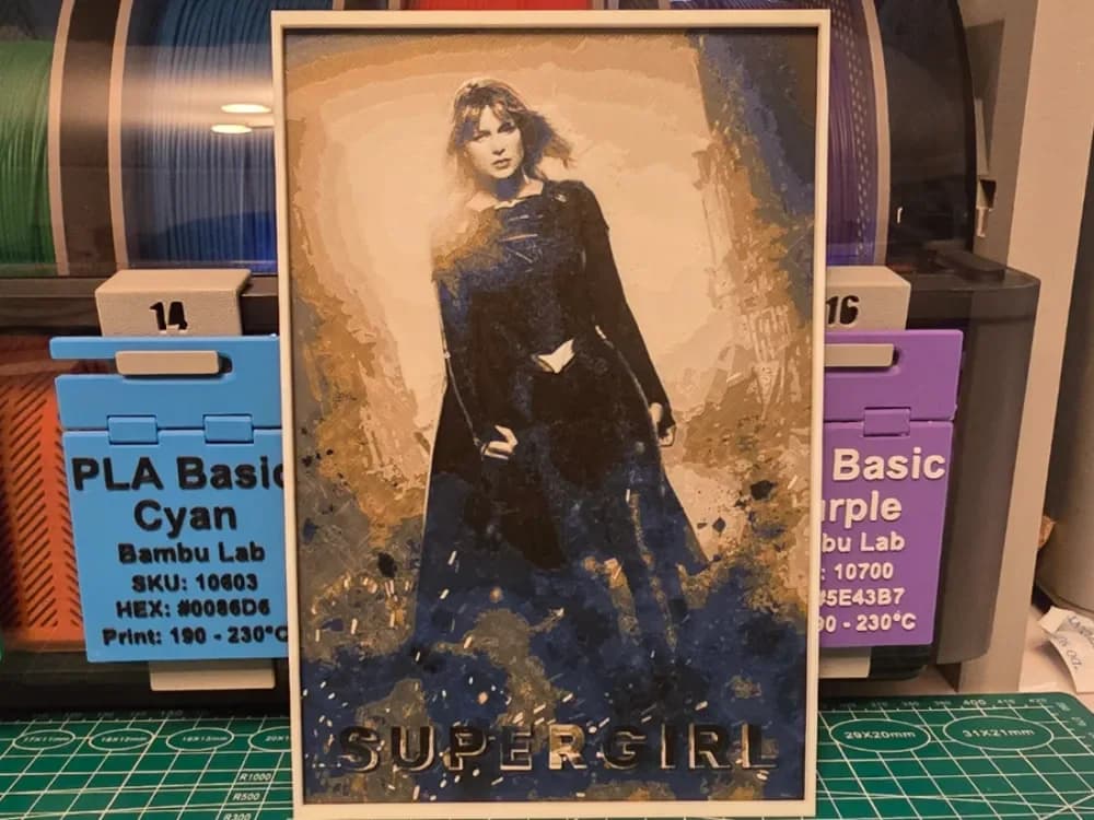 Supergirl Poster - Hueforge Art by Lumpy3D HueForge model: Supergirl Poster - Hueforge Art by Lumpy3D
