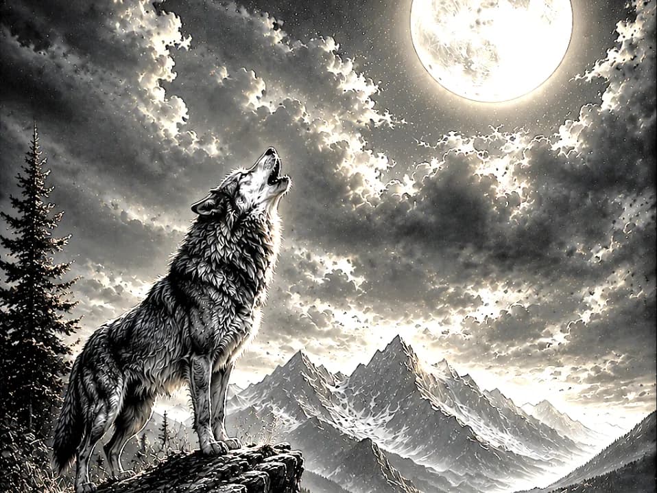 Howling Wolf under the Full Moon by Hueforge Maker HueForge model: Howling Wolf under the Full Moon by Hueforge Maker