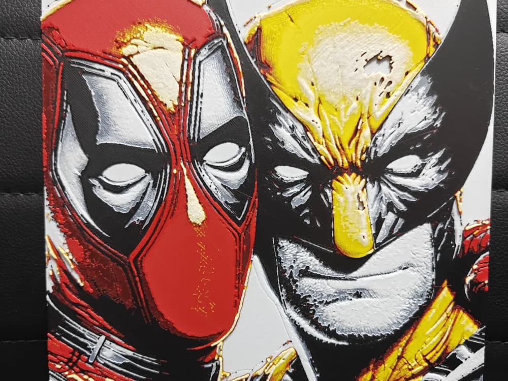 HueForge model: Wolverine & Deadpool Friends by TheHueforgeLady