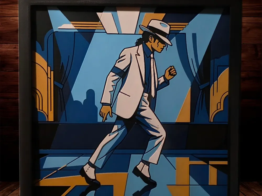 Michael Jackson - Smooth Criminal - 200x200 by Side Quest Hues HueForge model: Michael Jackson - Smooth Criminal - 200x200 by Side Quest Hues