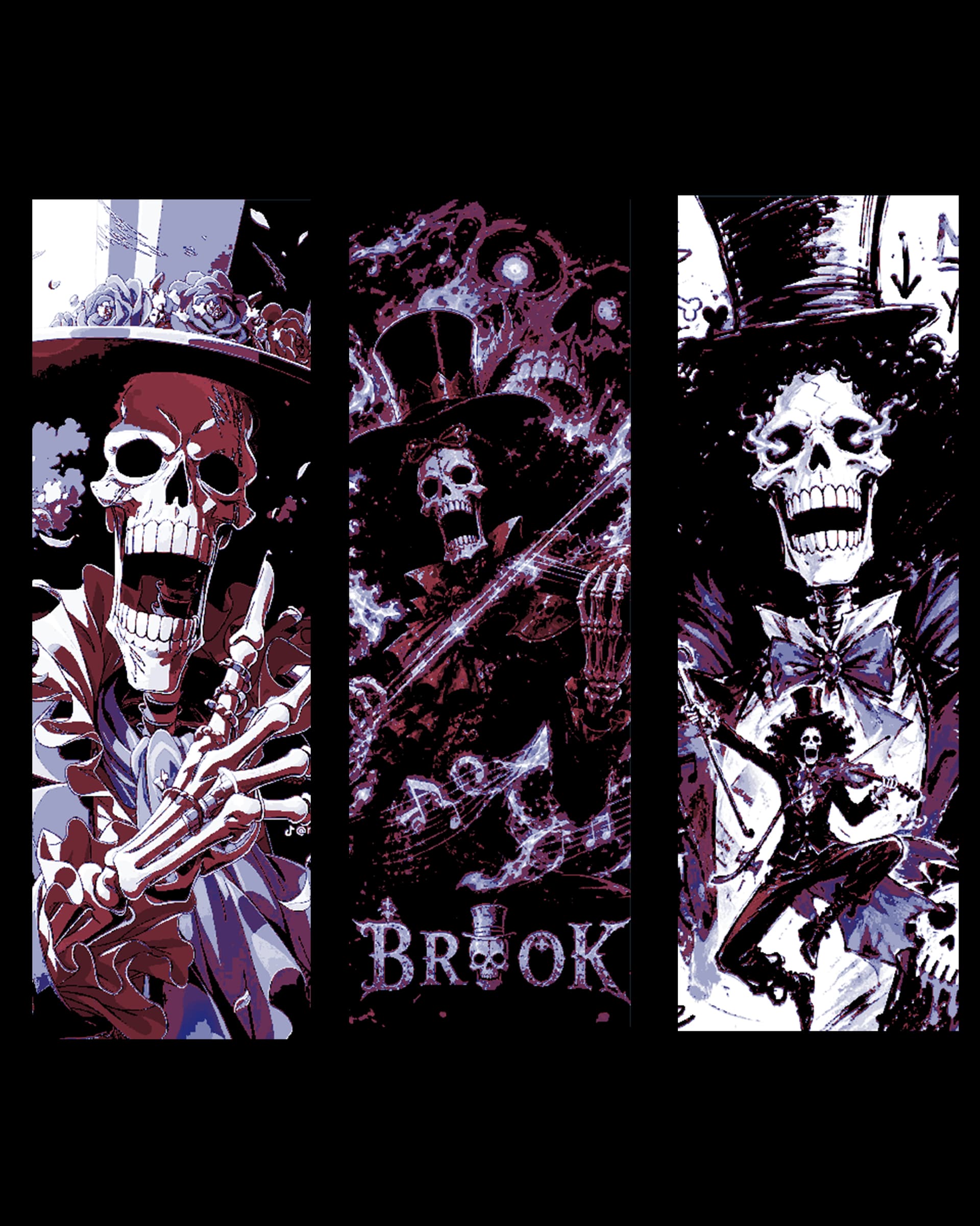 Fan art hueforge bookmark set of One Piece Anime/Manga Musician Brook the skeleton by BooneCo3d HueForge model: Fan art hueforge bookmark set of One Piece Anime/Manga Musician Brook the skeleton by BooneCo3d