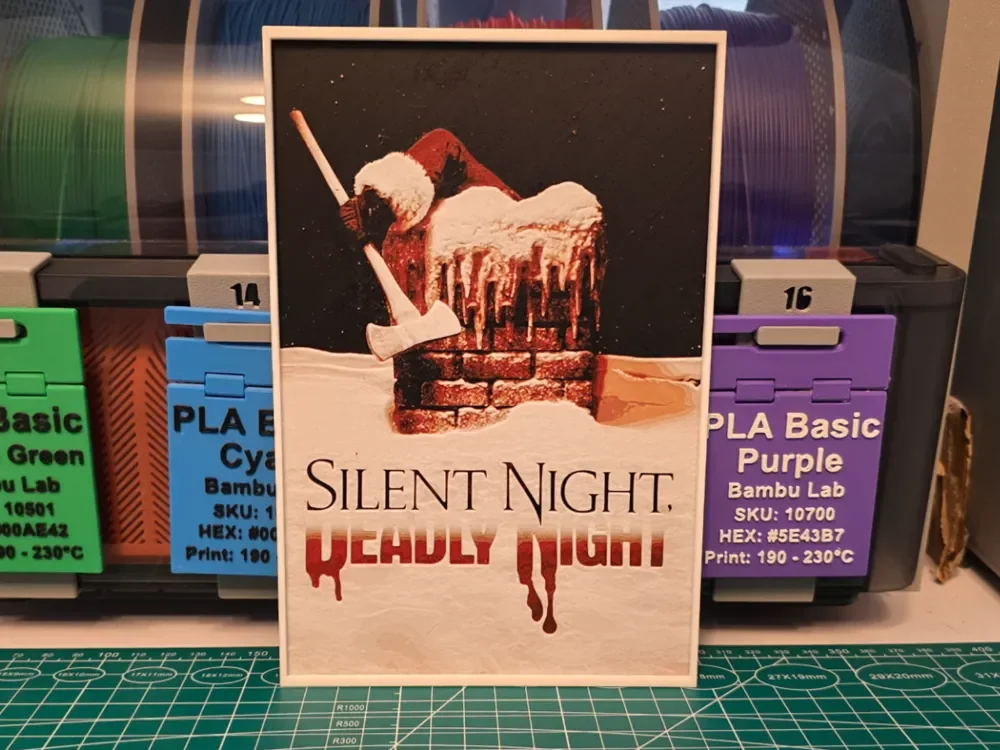 Silent Night, Deadly Night Movie Poster - Hueforge by Lumpy3D HueForge model: Silent Night, Deadly Night Movie Poster - Hueforge by Lumpy3D