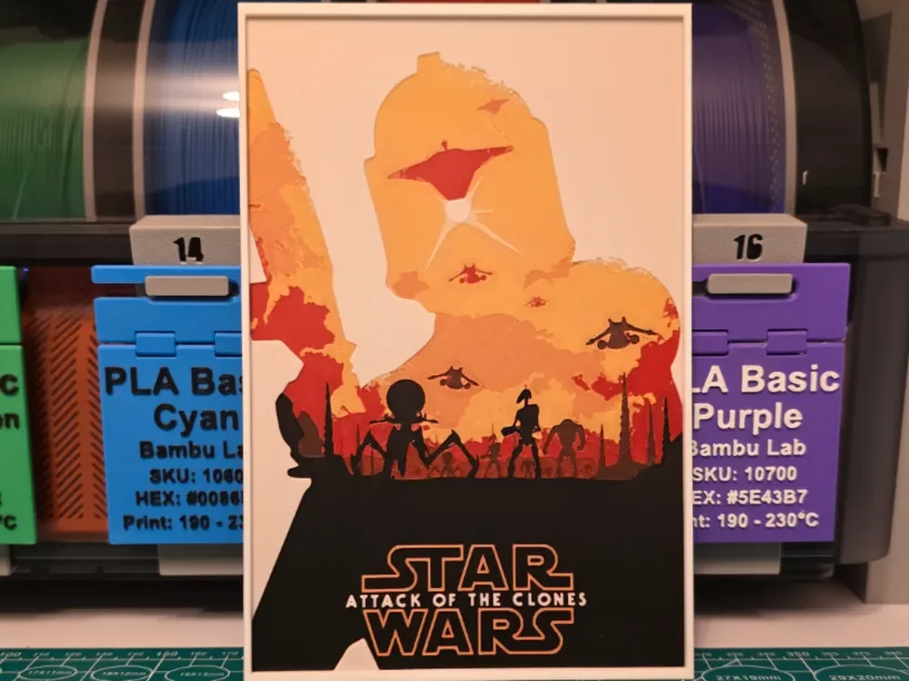 HueForge model: Star Wars: Episode II Attack of the Clones Poster by Lumpy3D