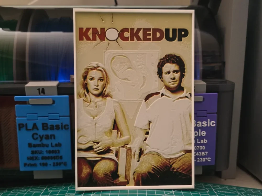 Knocked Up Movie Poster - Hueforge Art by Lumpy3D HueForge model: Knocked Up Movie Poster - Hueforge Art by Lumpy3D