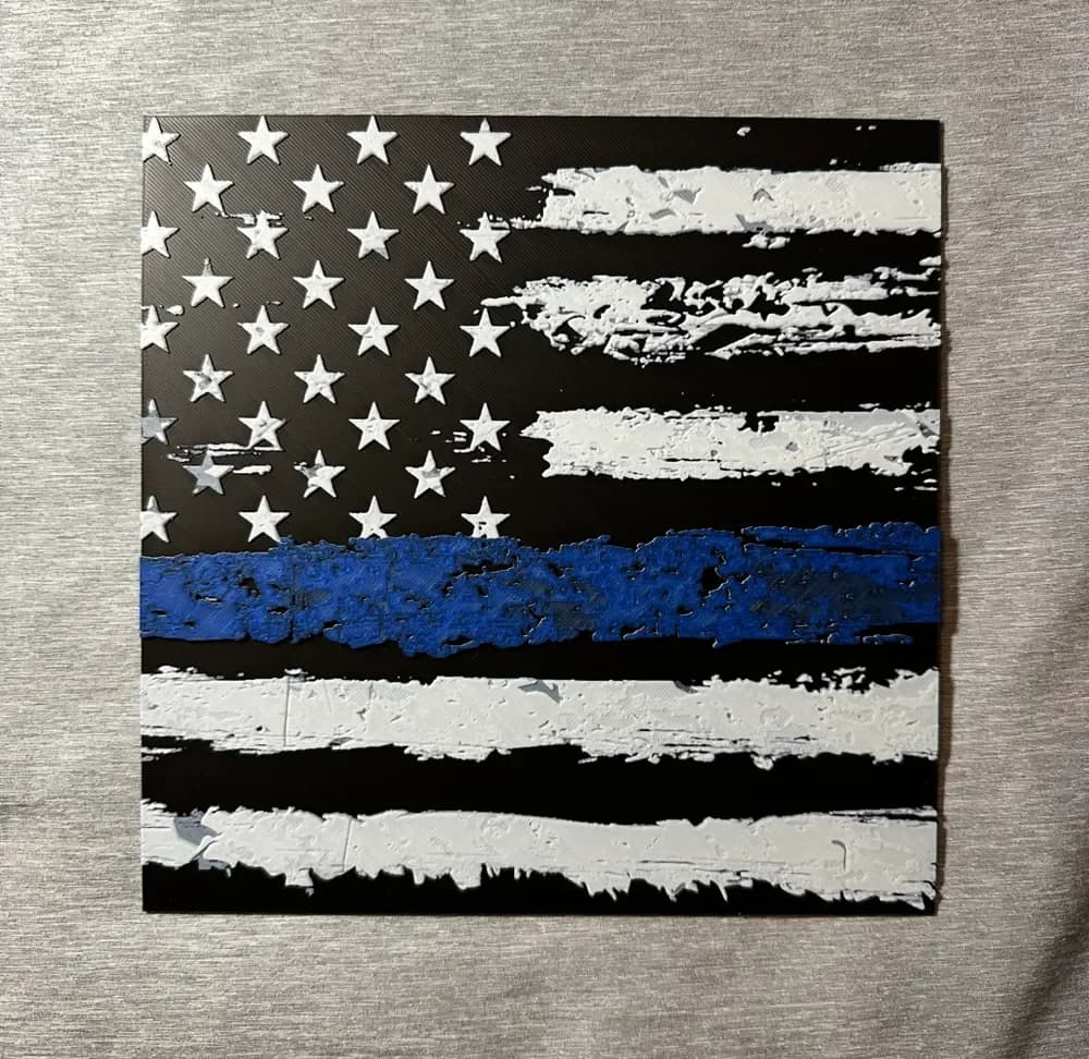 US Flag - Police Hueforge by Hey Ben HueForge model: US Flag - Police Hueforge by Hey Ben