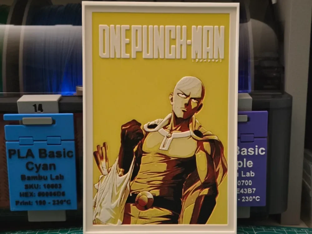 HueForge model: One-Punch Man Poster - Hueforge Art by Lumpy3D