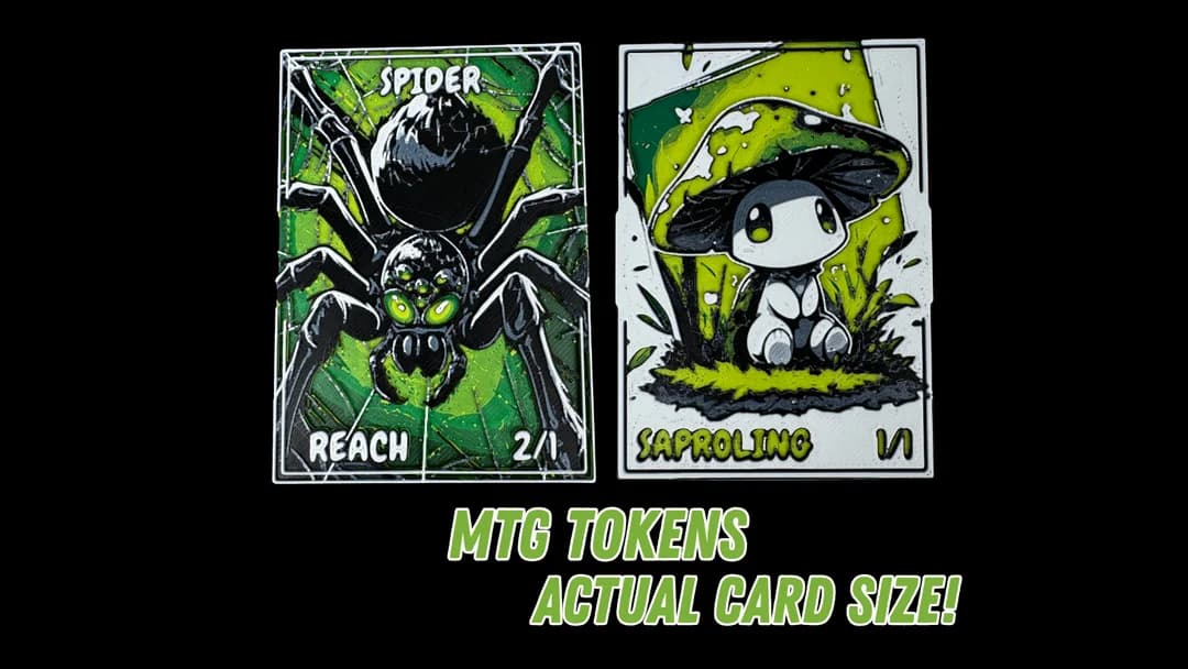 Spider and Saproling - Magic the Gathering Tokens by Canadian Gamer HueForge model: Spider and Saproling - Magic the Gathering Tokens by Canadian Gamer