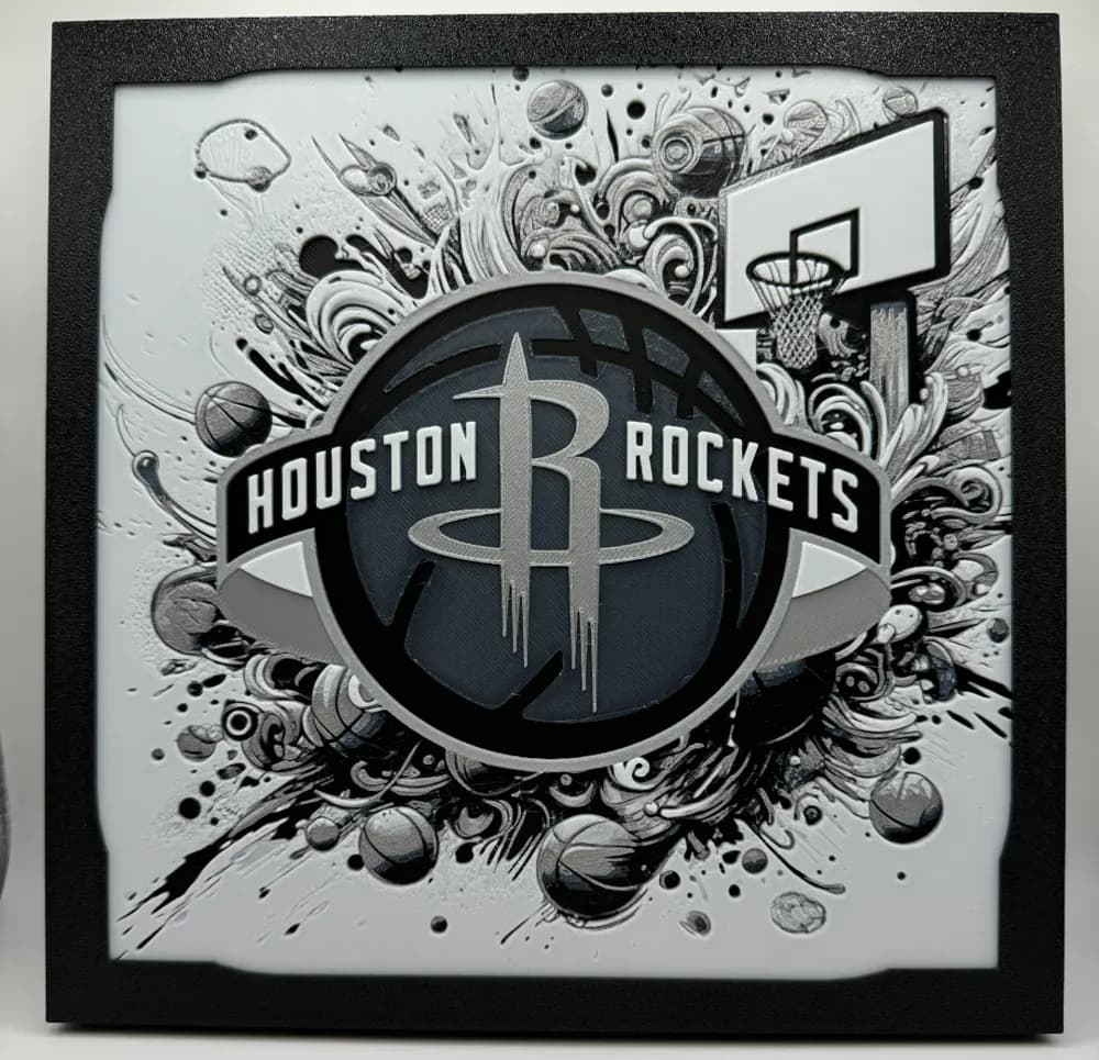 HueForge model: Houston Rockets - NBA Hueforge by Canadian Gamer