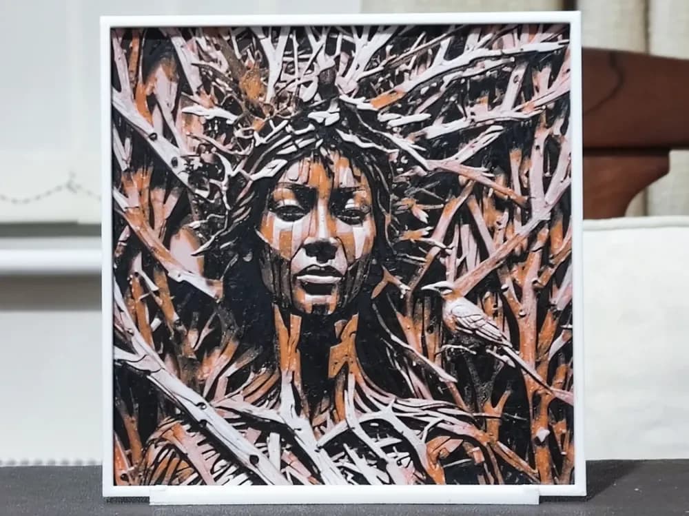 Wood Carving Crown Of Thorns - HueForge 3 Color by BoDad HueForge model: Wood Carving Crown Of Thorns - HueForge 3 Color by BoDad