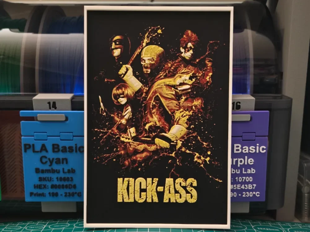 Kick-Ass Movie Poster -Hueforge Art by Lumpy3D HueForge model: Kick-Ass Movie Poster -Hueforge Art by Lumpy3D