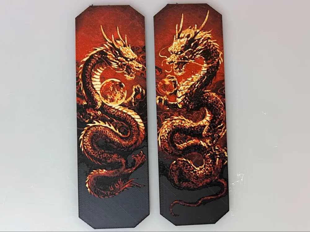 Dueling Dragons - Bookmark Set by 3djd HueForge model: Dueling Dragons - Bookmark Set by 3djd