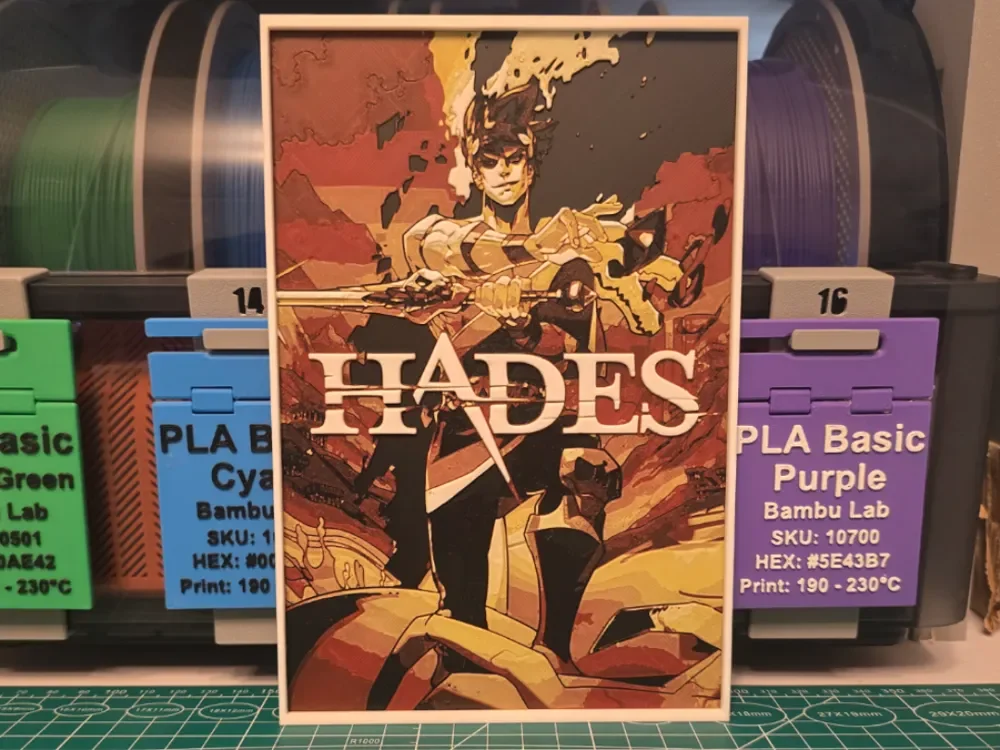 Hades Game Poster - Hueforge Art by Lumpy3D HueForge model: Hades Game Poster - Hueforge Art by Lumpy3D