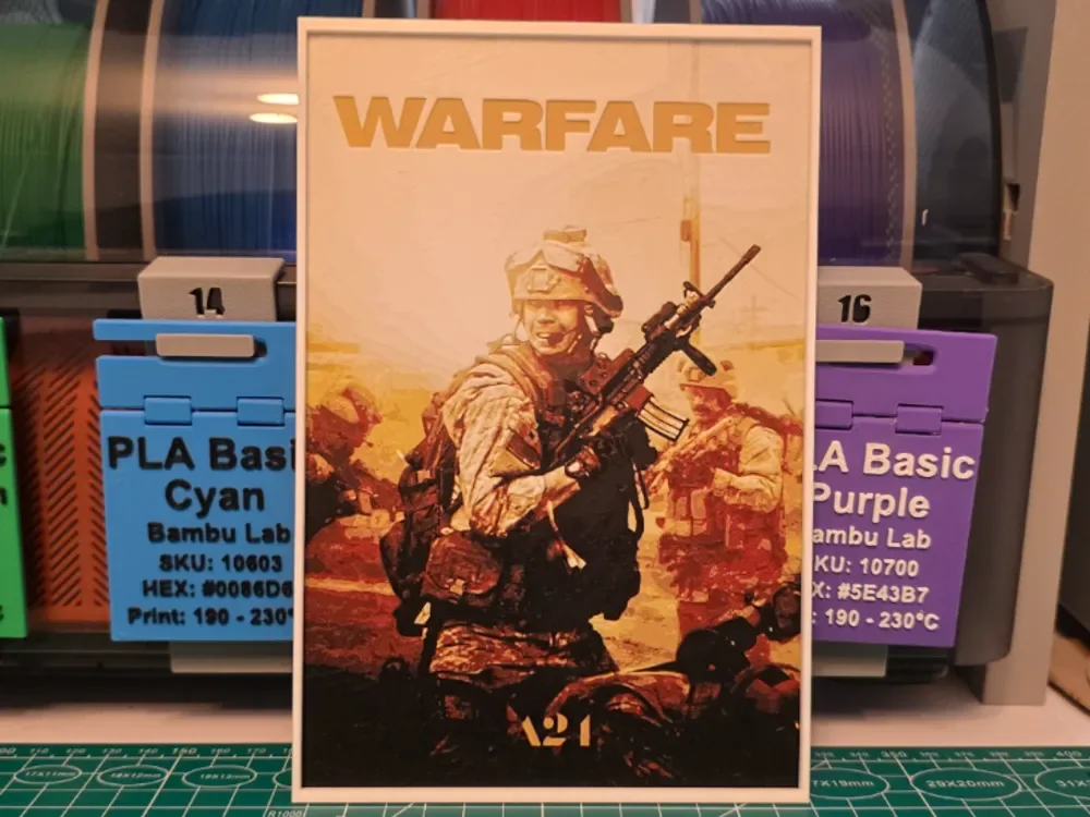 HueForge model: Warfare Movie Poster - Hueforge Art by Lumpy3D