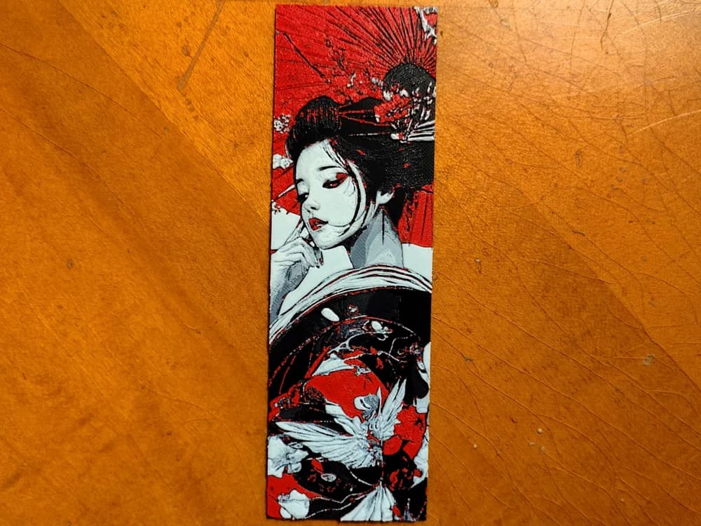 Geisha Bookmark - 4 Colours by Sarge HueForge model: Geisha Bookmark - 4 Colours by Sarge
