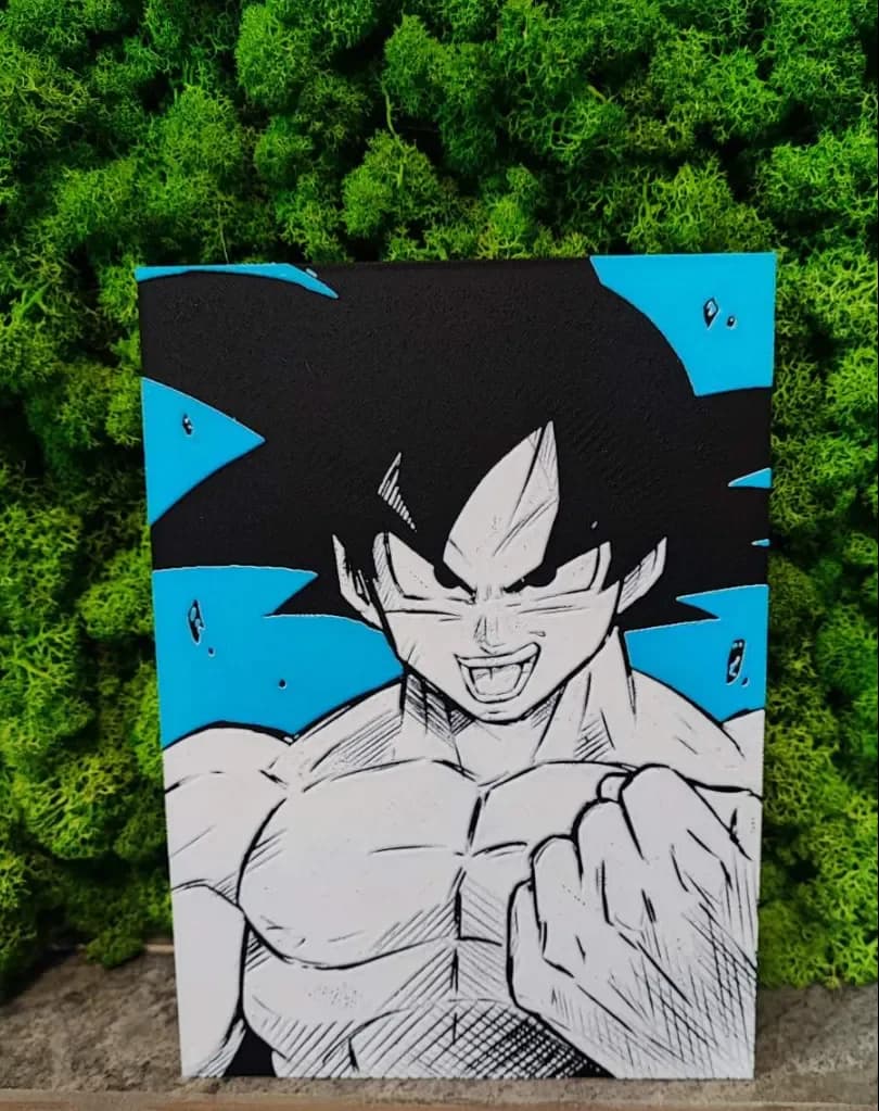 Goku - ( Customisable Background) by Garuda3D HueForge model: Goku - ( Customisable Background) by Garuda3D