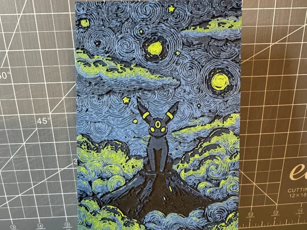 HueForge model: 4x8 Starry Nights Umbreon by SBC Creations