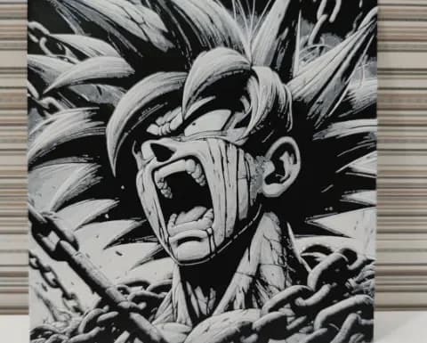 Hueforge Goku in chains by Litolunar HueForge model: Hueforge Goku in chains by Litolunar
