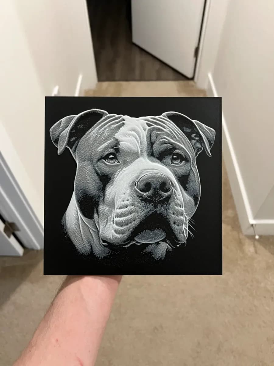 Pitbull Face Art Hueforge by RP47 Designs HueForge model: Pitbull Face Art Hueforge by RP47 Designs