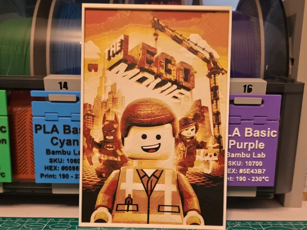 The Bricks Movie Poster - Hueforge Art by Lumpy3D HueForge model: The Bricks Movie Poster - Hueforge Art by Lumpy3D