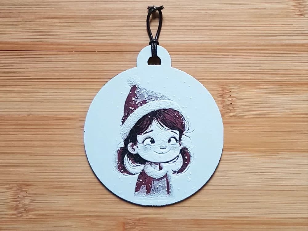 Christmas Ornament, Cartoon girl, Hueforge by Dame Jo HueForge model: Christmas Ornament, Cartoon girl, Hueforge by Dame Jo
