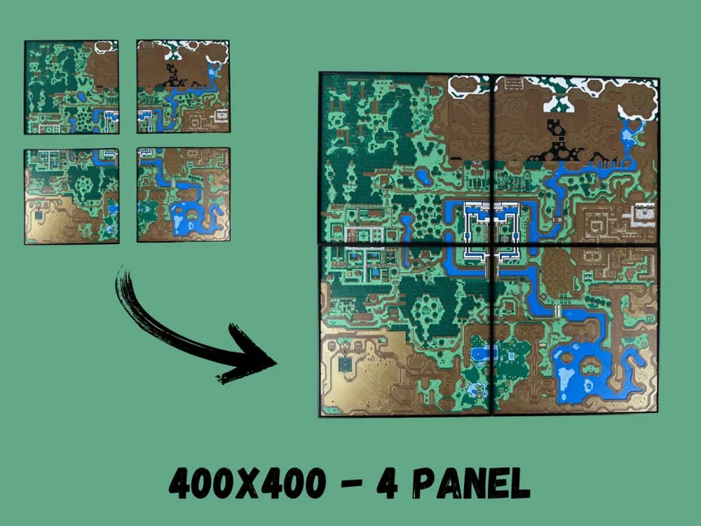 HueForge model: Legend of Zelda - A Link to the Past - 4 Panel Map by Canadian Gamer