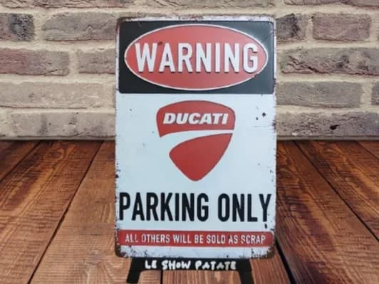 Vintage Parking Sign: Ducati hueforge Vintage Parking Sign: Ducati hueforge