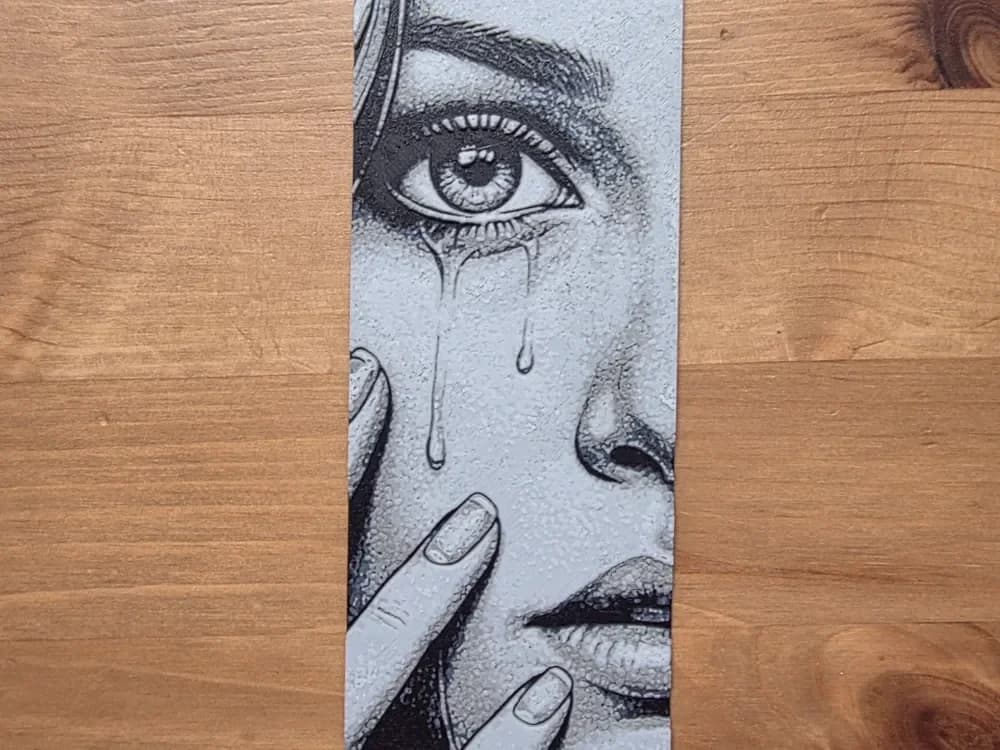 Crying Girl Bookmark by Morganja HueForge model: Crying Girl Bookmark by Morganja