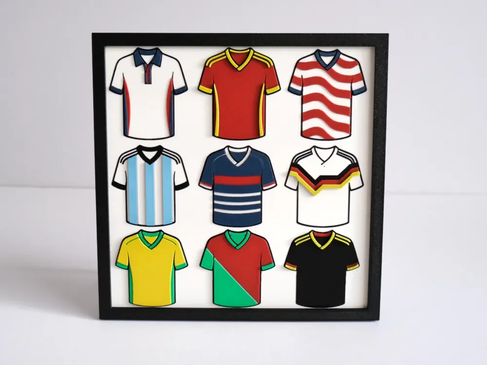 FIFA World Cup Jerseys (3HR Print Time, No Glue) by Freshly Printed 3D HueForge model: FIFA World Cup Jerseys (3HR Print Time, No Glue) by Freshly Printed 3D