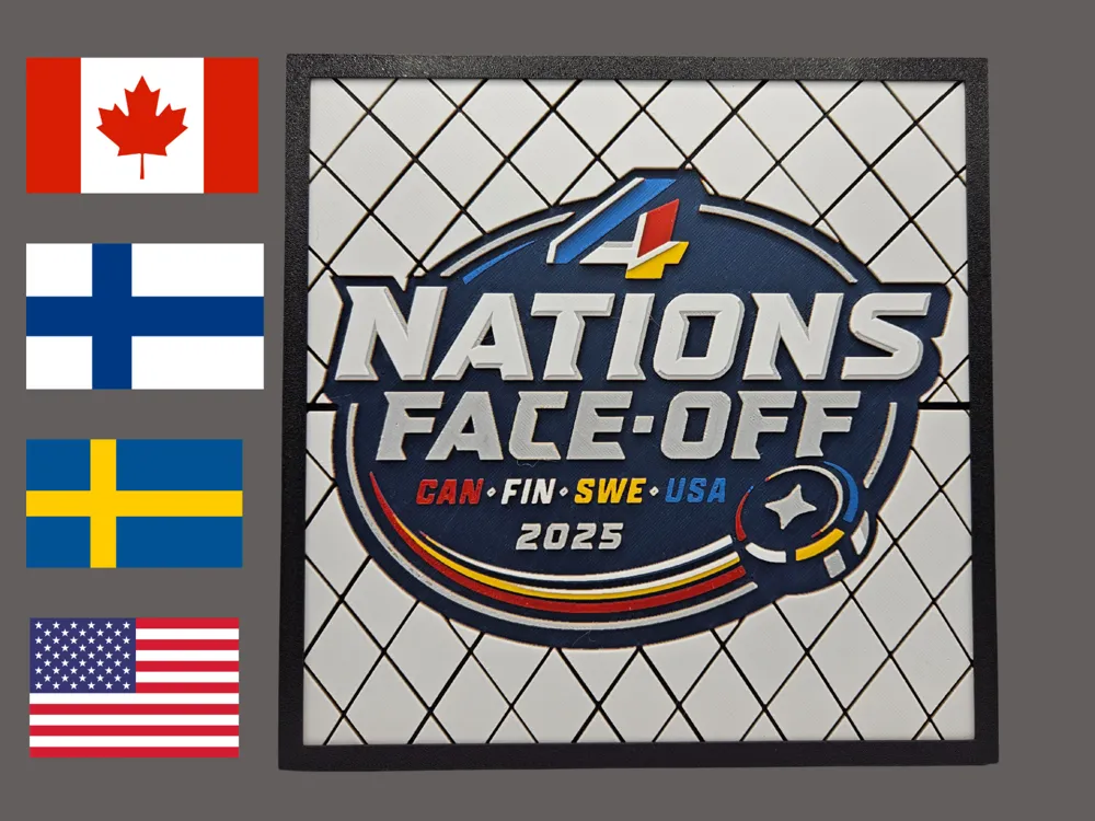 HueForge model: Four Nations Face Off - Hockey by Canadian Gamer