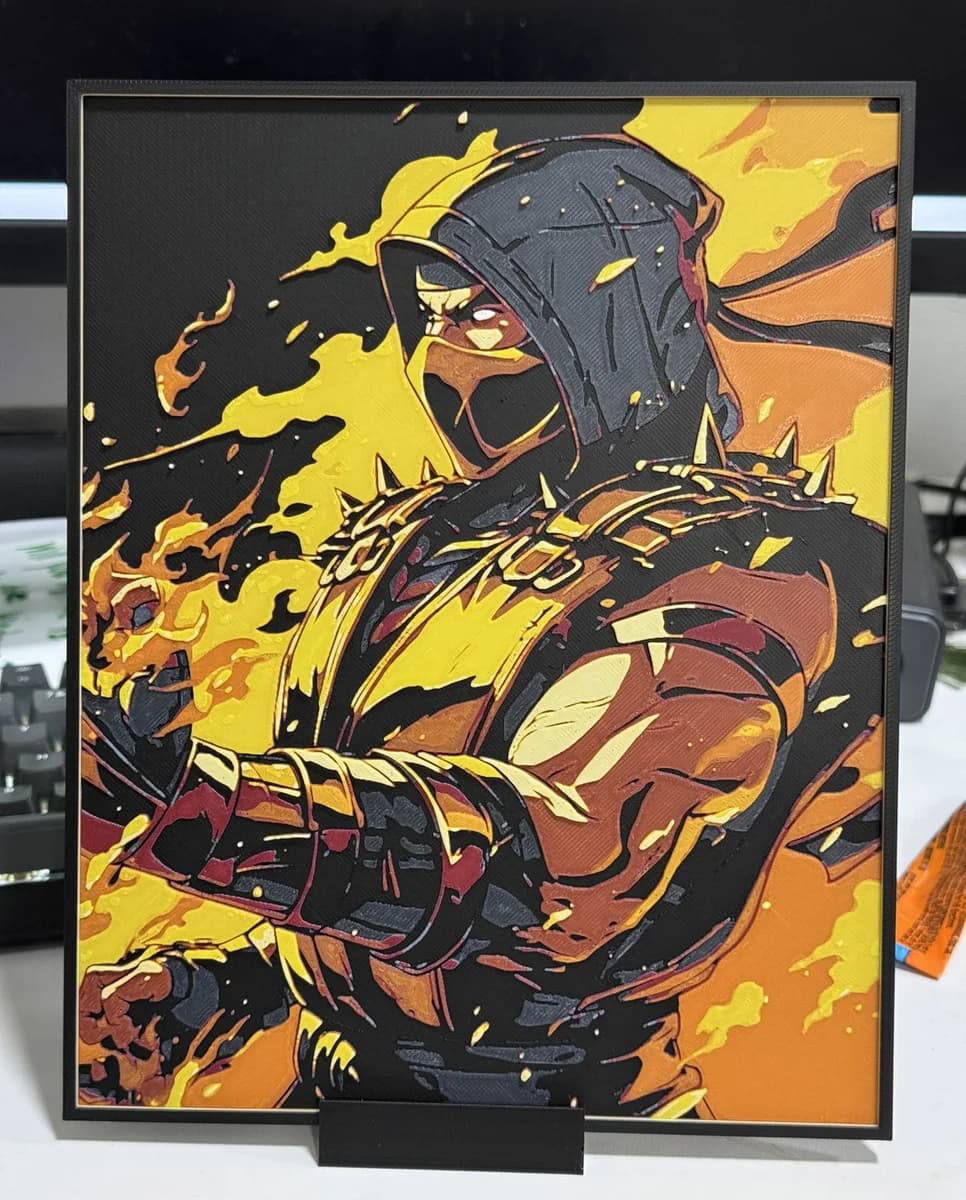 Mortal Kombat - Scorpion by Strata Prints HueForge model: Mortal Kombat - Scorpion by Strata Prints