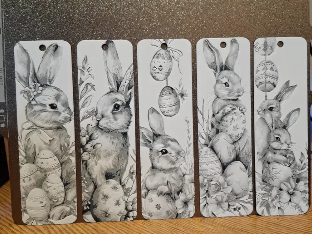 Set of 5 Easter bunny bookmarks by 3dGlow HueForge model: Set of 5 Easter bunny bookmarks by 3dGlow