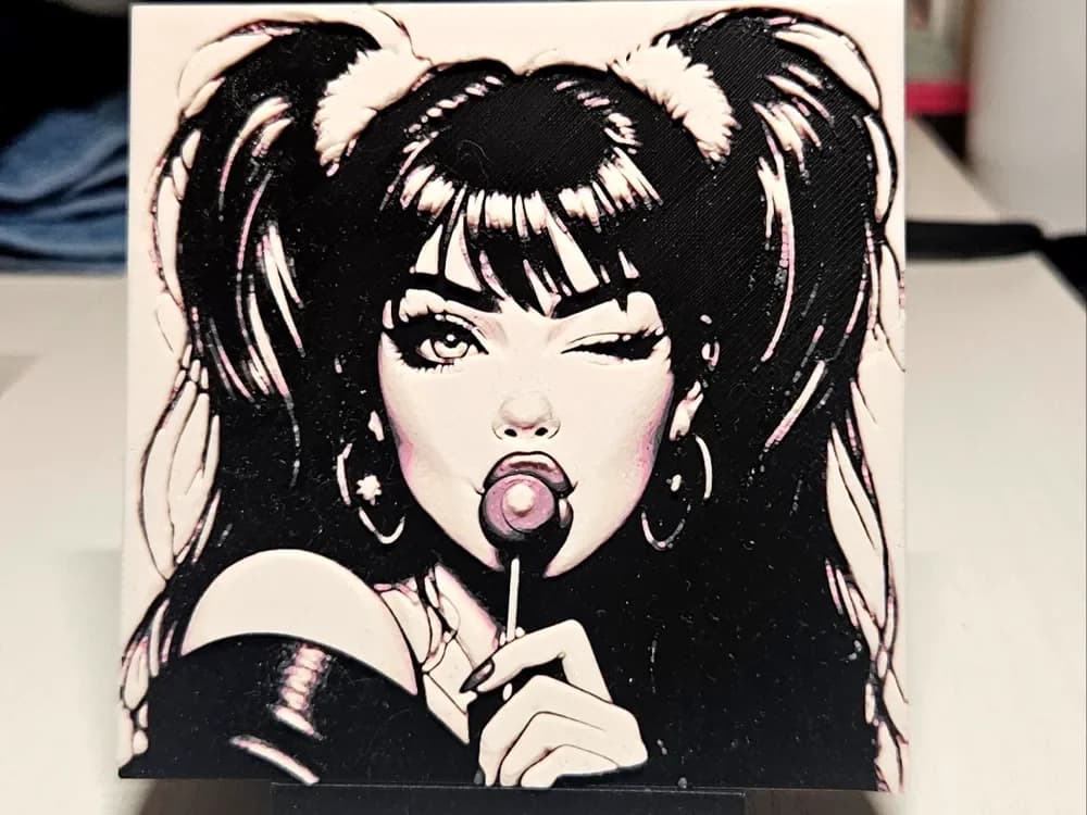 Girl with lollipop by Mano's 3d_Art HueForge model: Girl with lollipop by Mano's 3d_Art