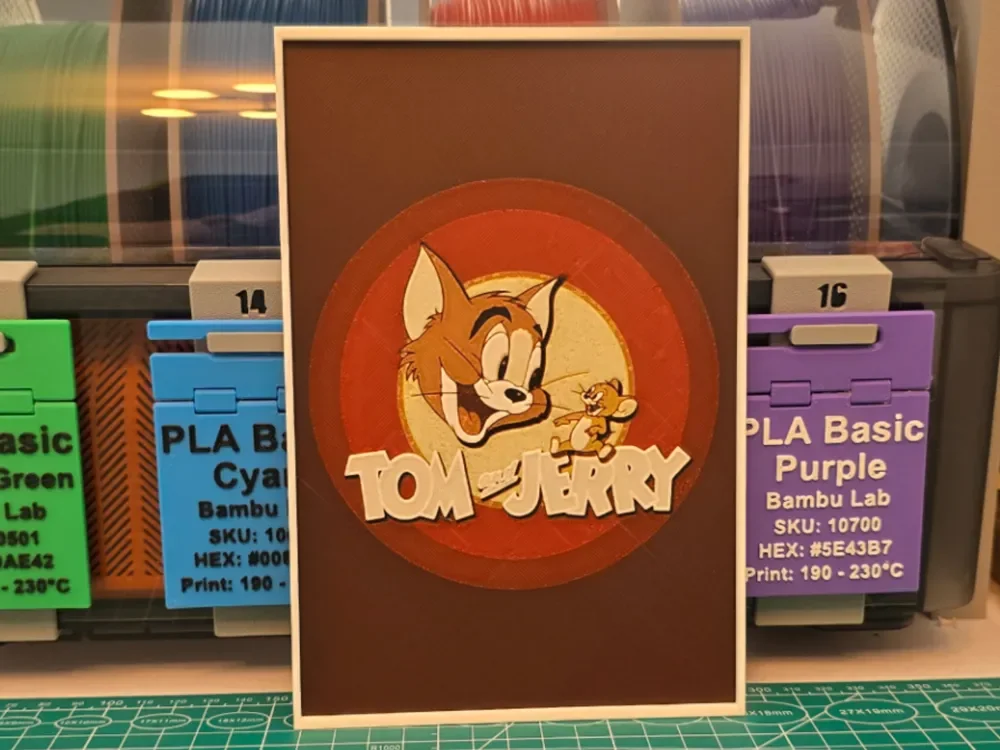 Tom and Jerry Poster - Hueforge Art by Lumpy3D HueForge model: Tom and Jerry Poster - Hueforge Art by Lumpy3D