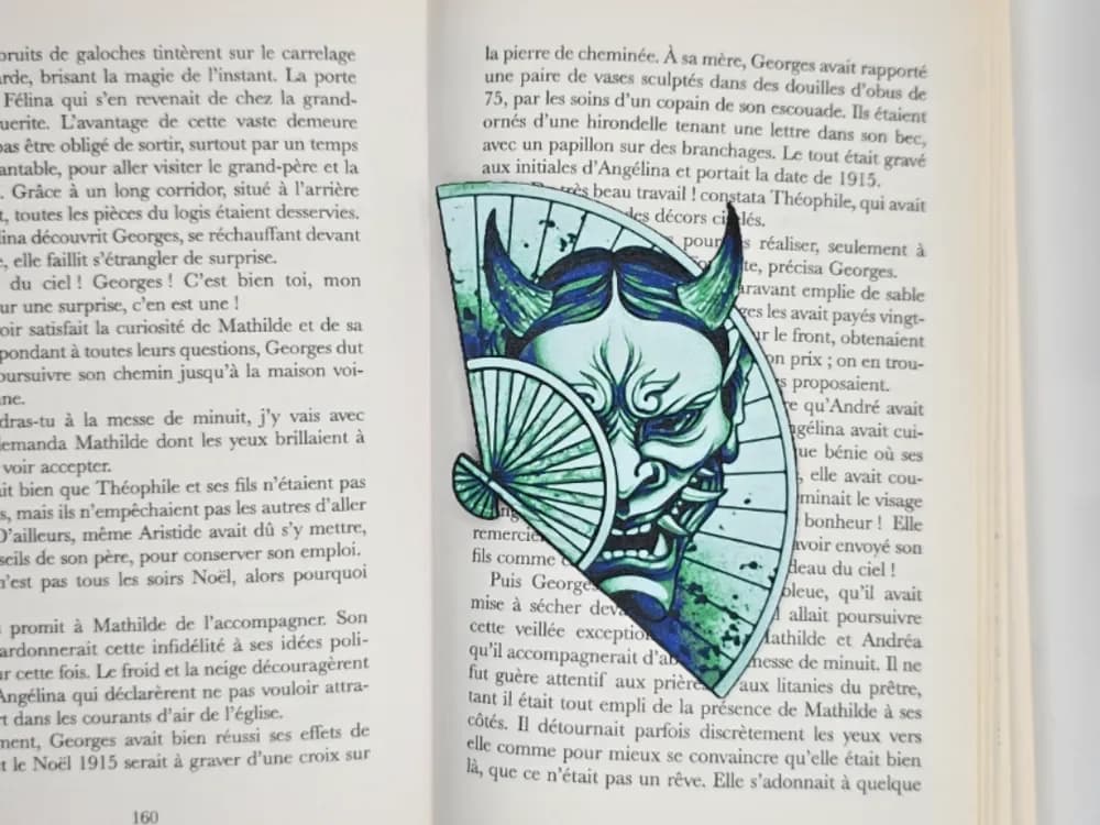 Japanese Demon Fan Bookmark by Kactus Fpv HueForge model: Japanese Demon Fan Bookmark by Kactus Fpv